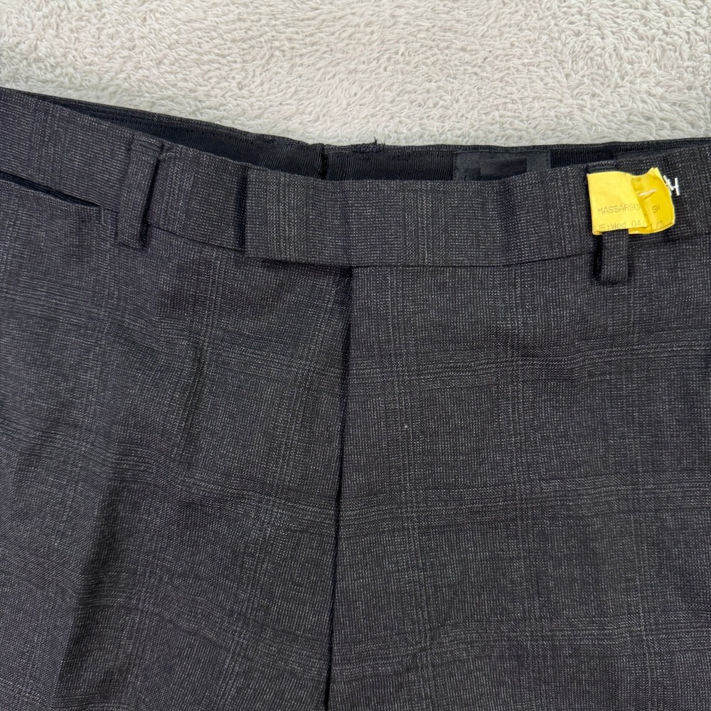Banana Republic Mens 34x32 Suit Pants Charcoal Gray Plaid Flat Front Wool EUC - Picture 3 of 12